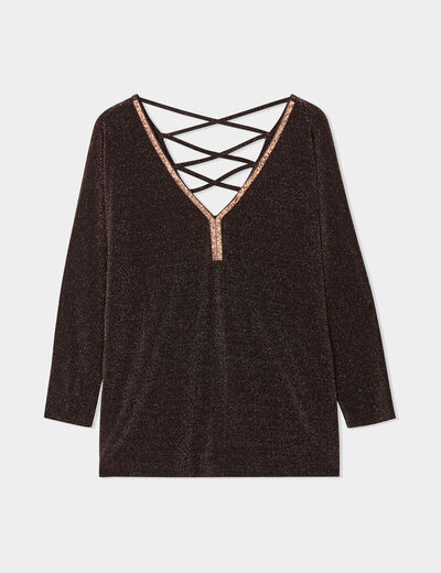 T-shirt de soirée manches longues terracotta femme grande taille