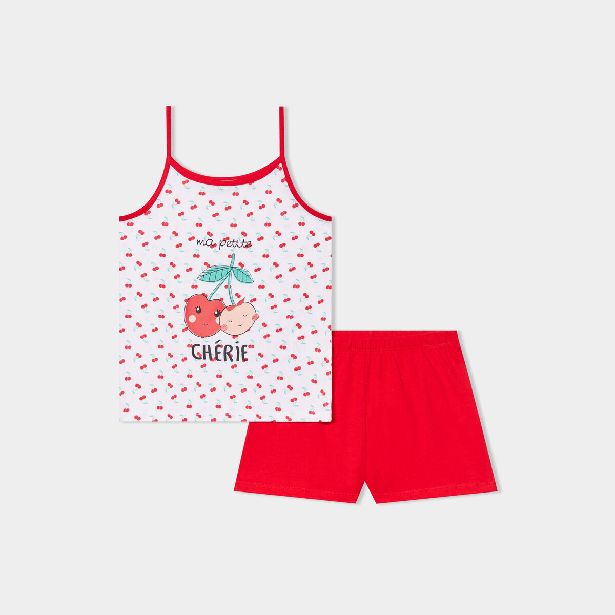 Ensemble d&eacute;bardeur et pyjama short blanc fille