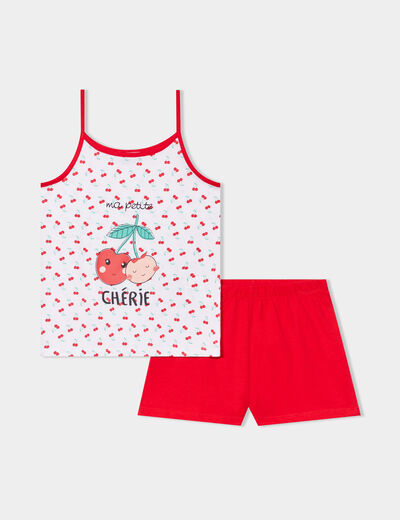 Ensemble débardeur et pyjama short blanc fille