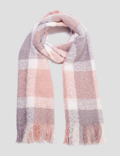 &Eacute;charpe &agrave; franges rose clair femme