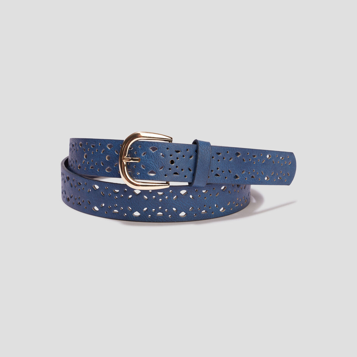 Ceinture perforée bleu marine femme