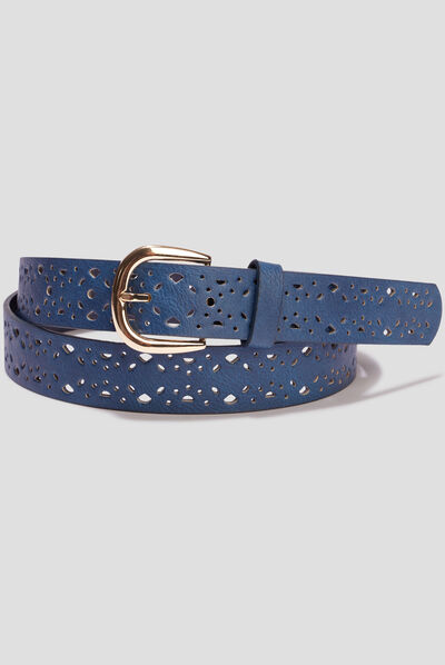Ceinture perforée bleu marine femme