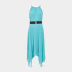 Robe longue patineuse bleu turquoise femme