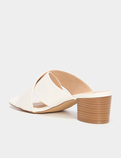 Mules &agrave; talons 5 cm brides crois&eacute;es blanc femme