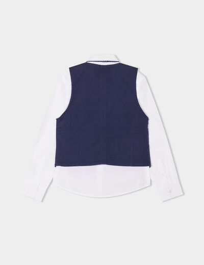 Ensemble 3 pi&egrave;ces chemise veste noeud bleu marine gar&ccedil;on