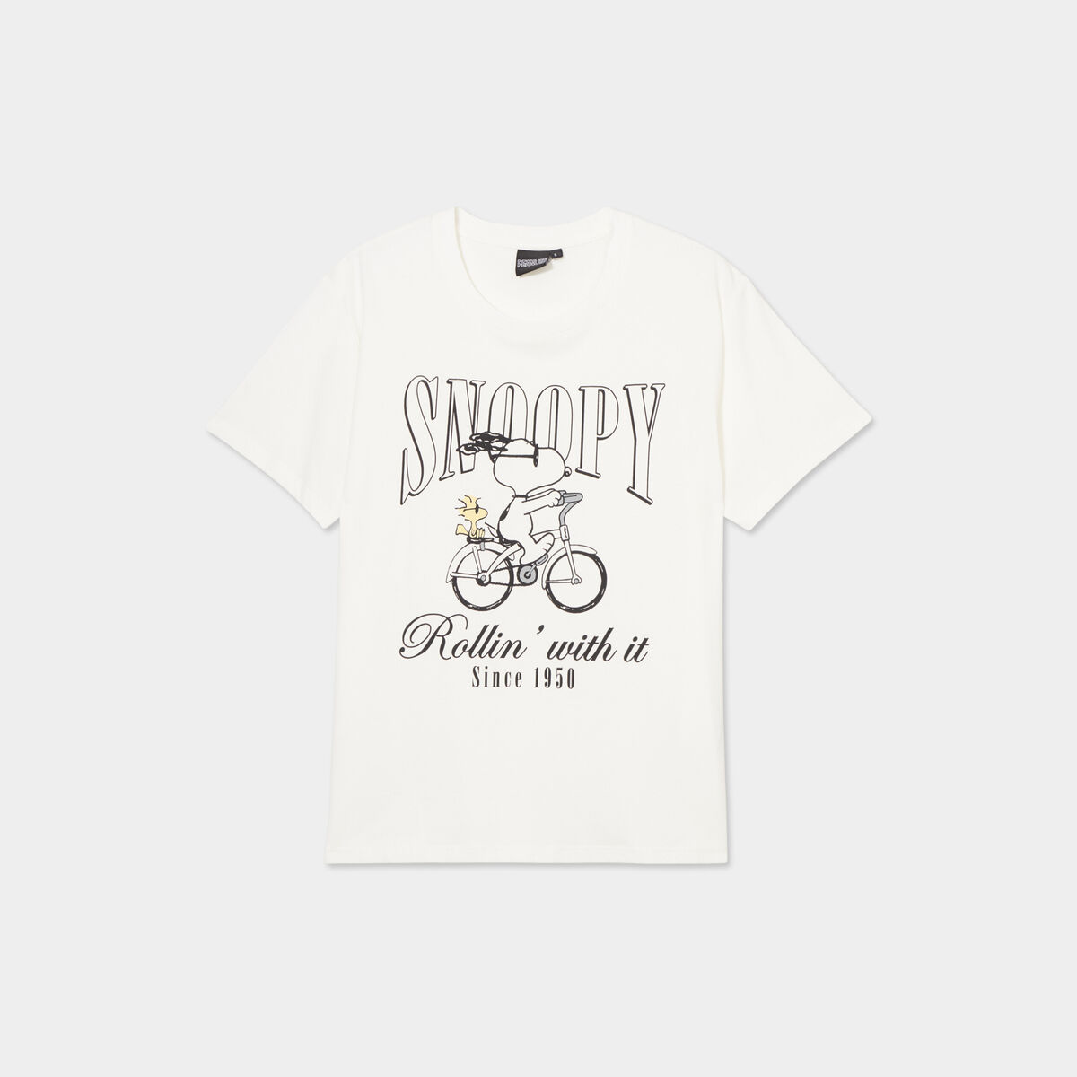 T-shirt manches courtes coton Snoopy ivoire femme