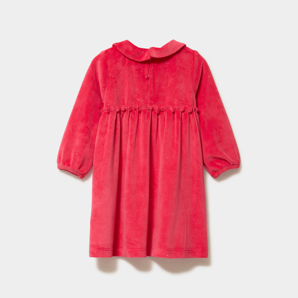 Robe effet velours paillettes rouge b&eacute;b&eacute; fille