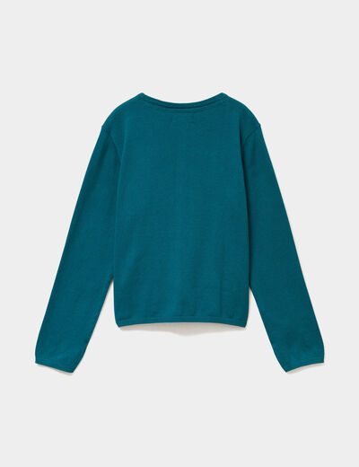 Gilet boutonn&eacute; coton m&eacute;lang&eacute; vert fonc&eacute; fille