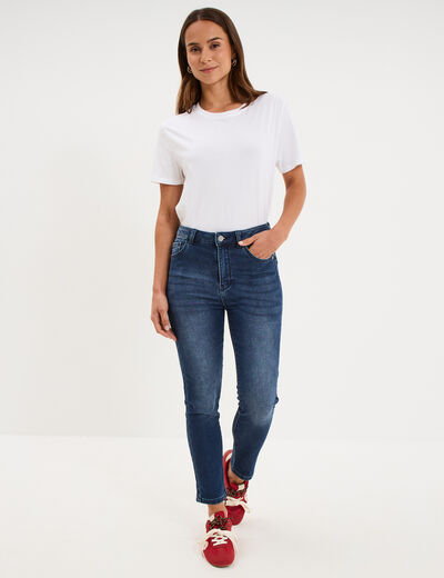 Jean stretch slim 7/8 &egrave;me denim brut femme