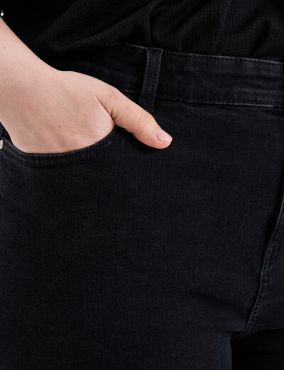 Jeans straight taille haute Modavista denim noir femme grande taille