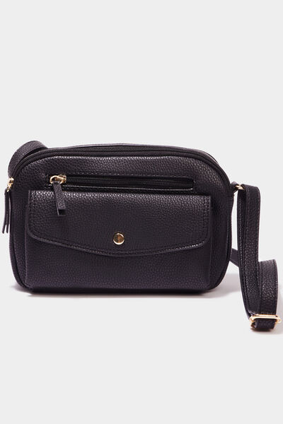 Sac pochette avec poche &agrave; rabat noir femme