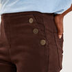 Pantalon wide leg cropped &agrave; boutons marron fonc&eacute; femme