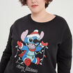 Sweat de Noël col rond Stitch noir femme grande taille