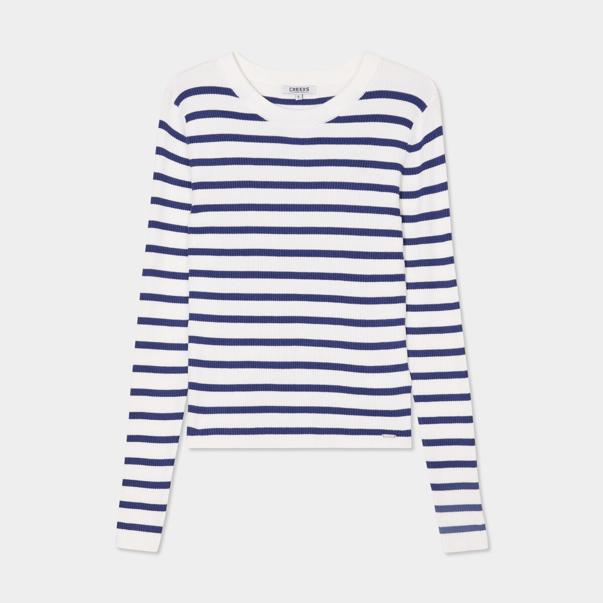 Pull c&ocirc;tel&eacute; manches longues Creeks ecru femme