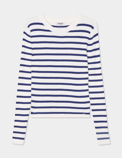 Pull côtelé manches longues Creeks ecru femme
