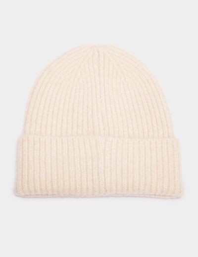 Bonnet tricoté ivoire femme