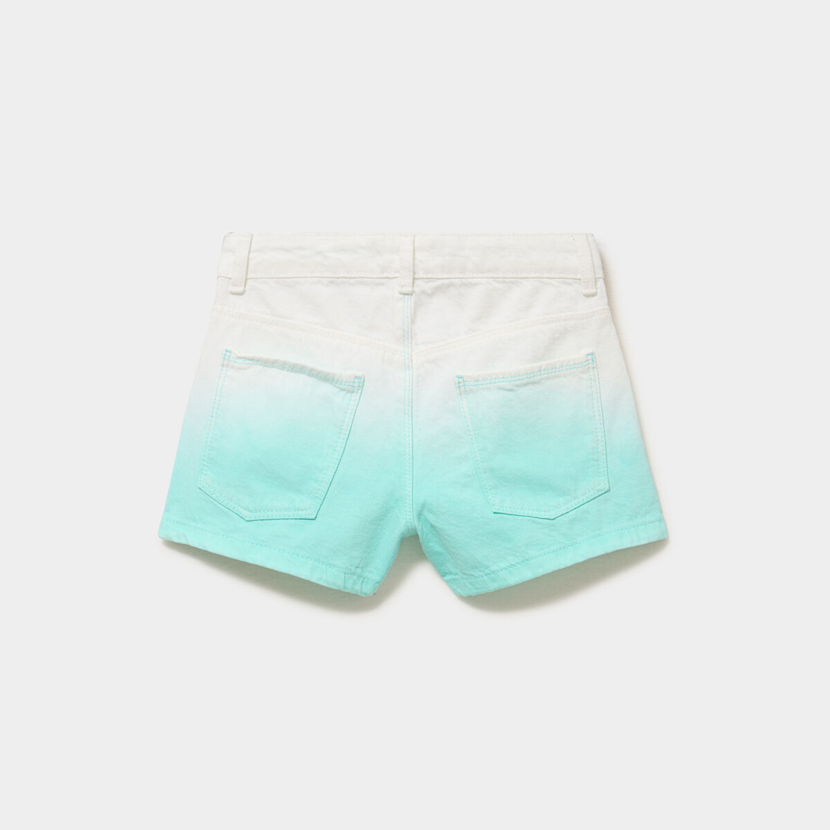 Short droit coton taille ajustable bleu turquoise fille