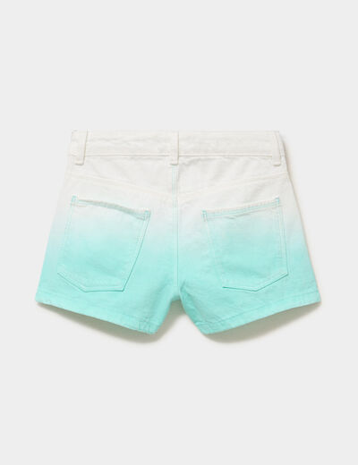 Short droit coton taille ajustable bleu turquoise fille
