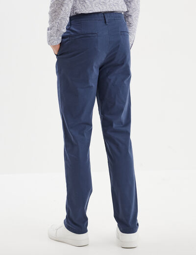 Pantalon chino droit stretch retroussé bleu foncé homme