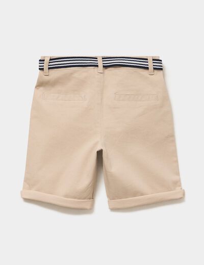 Short chino droit avec ceinture beige gar&ccedil;on