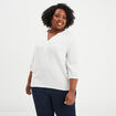 Blouse manches 3/4 gaze de coton blanc femme grande taille
