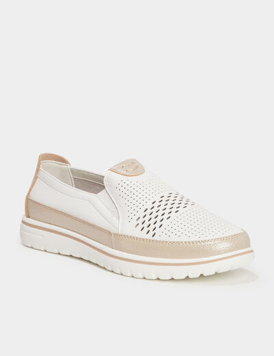 Mocassins pied large Confortissimo blanc femme