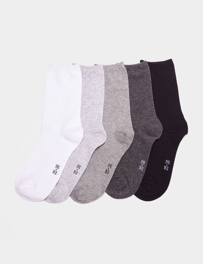 Lot 5 paires chaussettes coton gris mixte