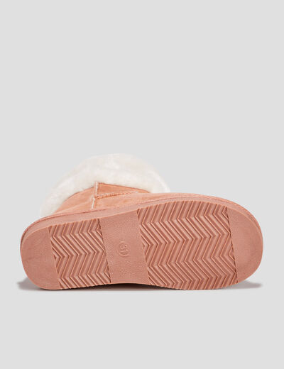 Bottines bout rond fourrées camel fille