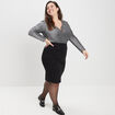 Body de soirée manches longues gris argent femme grande taille