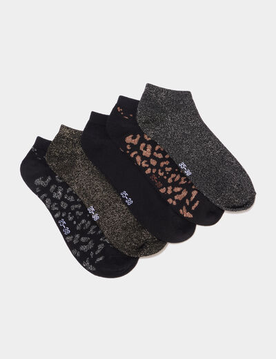 Lot 5 paires chaussettes invisibles noir femme