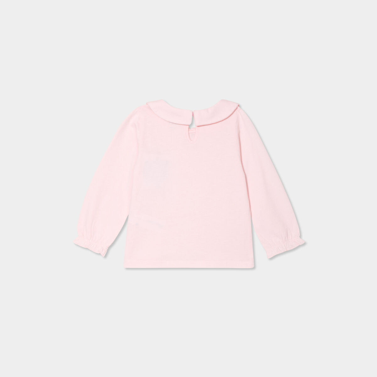 T-shirt col claudine manches longues rose clair b&eacute;b&eacute; fille