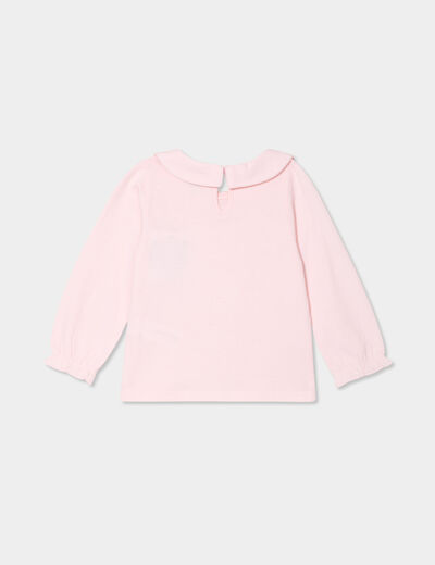 T-shirt col claudine manches longues rose clair bébé fille