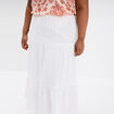Jupe longue évasée gaze de coton blanc femme grande taille