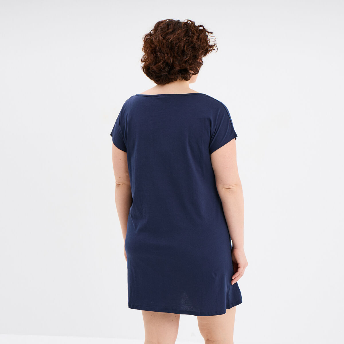 Chemise De Nuit Femme Coton Col V Manches Courtes - Grande Taille S-XXL Leversic