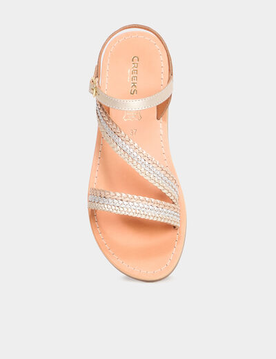 Sandales brides tressées en cuir multicolore femme