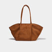 Sac cabas trap&egrave;ze effet su&eacute;dine camel femme