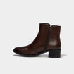 Boots en cuir zipp&eacute;e &agrave; talons marron femme