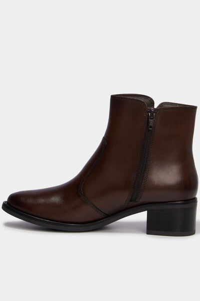 Boots en cuir zipp&eacute;e &agrave; talons marron femme