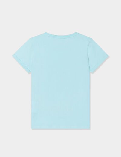 T-shirt col rond manches courtes Stitch bleu turquoise fille