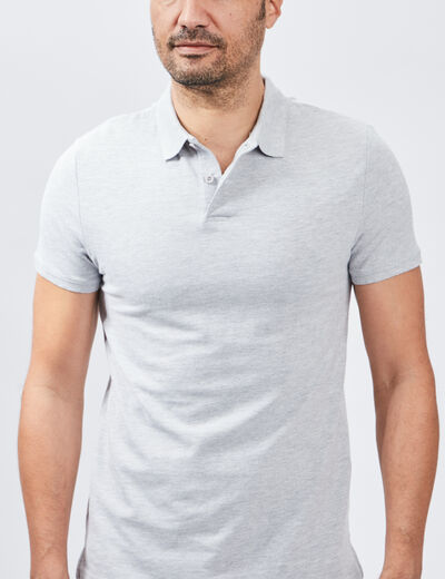 Polo en coton manches courtes gris homme