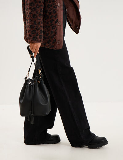 Sac seau avec bandouli&egrave;re amovible noir femme
