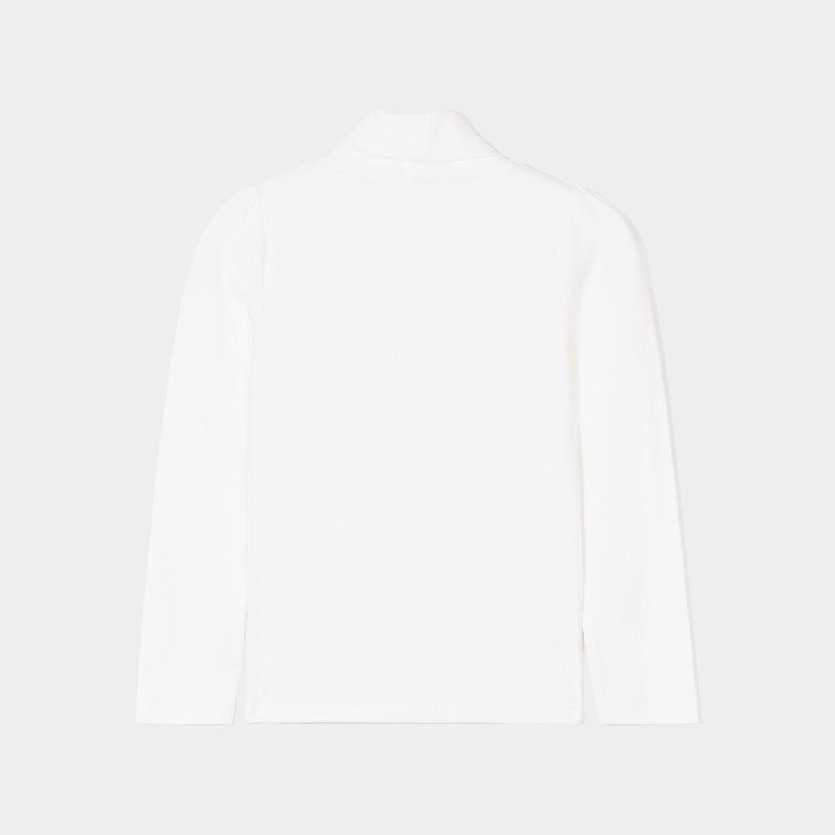 T-shirt col roul&eacute; manches longues coton ecru fille