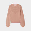 Pull manches ballons détails ajourés vieux rose femme