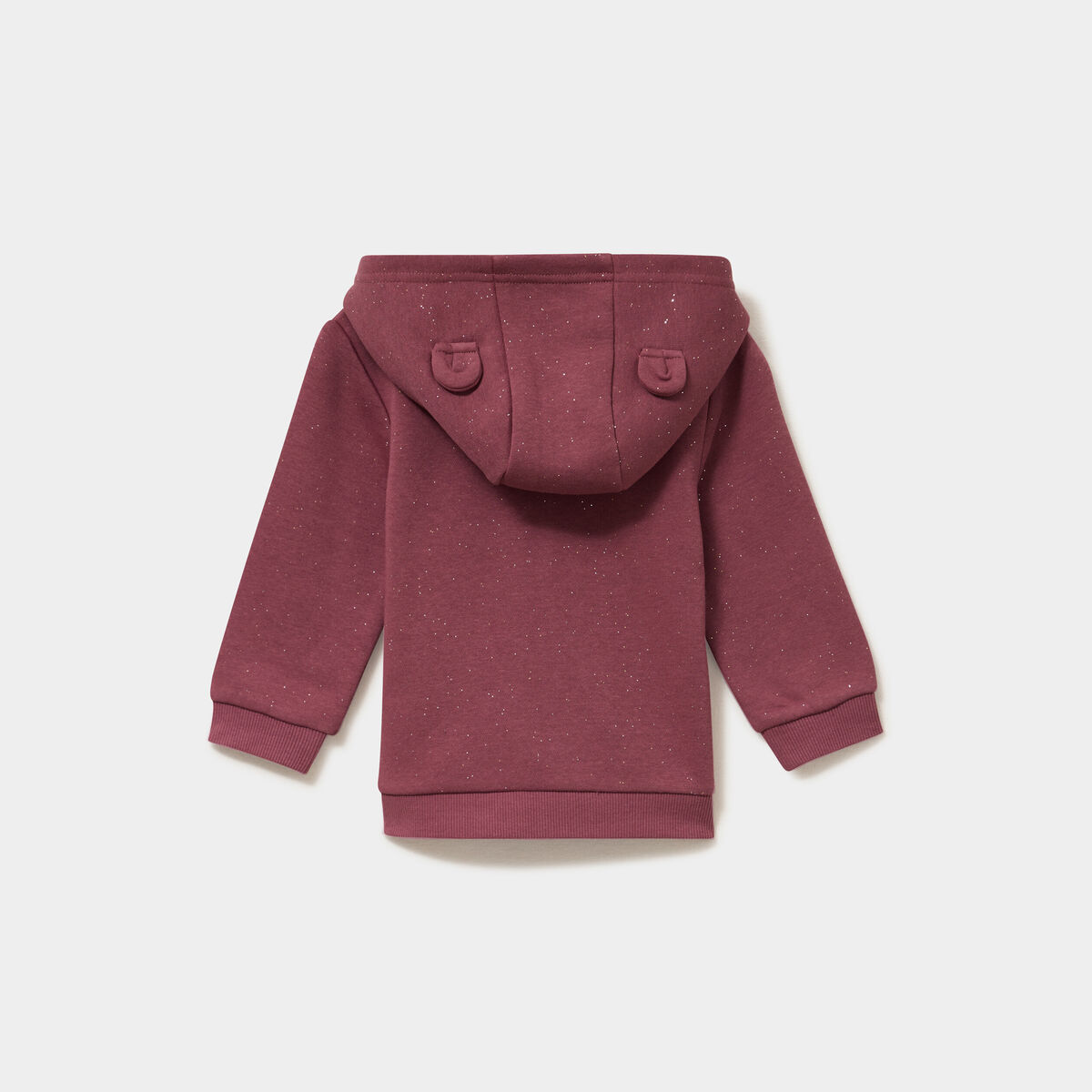 Sweat zipp&eacute; &agrave; capuche molletonn&eacute; bordeaux b&eacute;b&eacute; fille