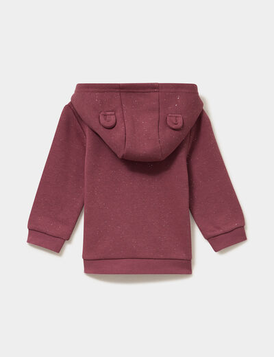 Sweat zipp&eacute; &agrave; capuche molletonn&eacute; bordeaux b&eacute;b&eacute; fille