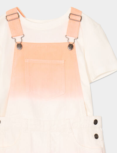 Ensemble 2 pi&egrave;ces avec salopette coton multicolore fille