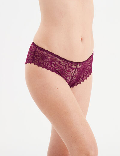 Shorty en dentelle rouge femme