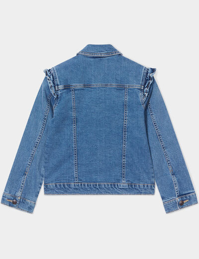 Veste en jean volants aux épaules Creeks denim double stone fille