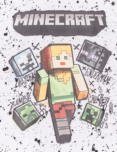 T-shirt manches courtes Minecraft blanc garçon