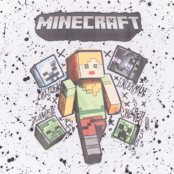 T-shirt manches courtes Minecraft blanc garçon
